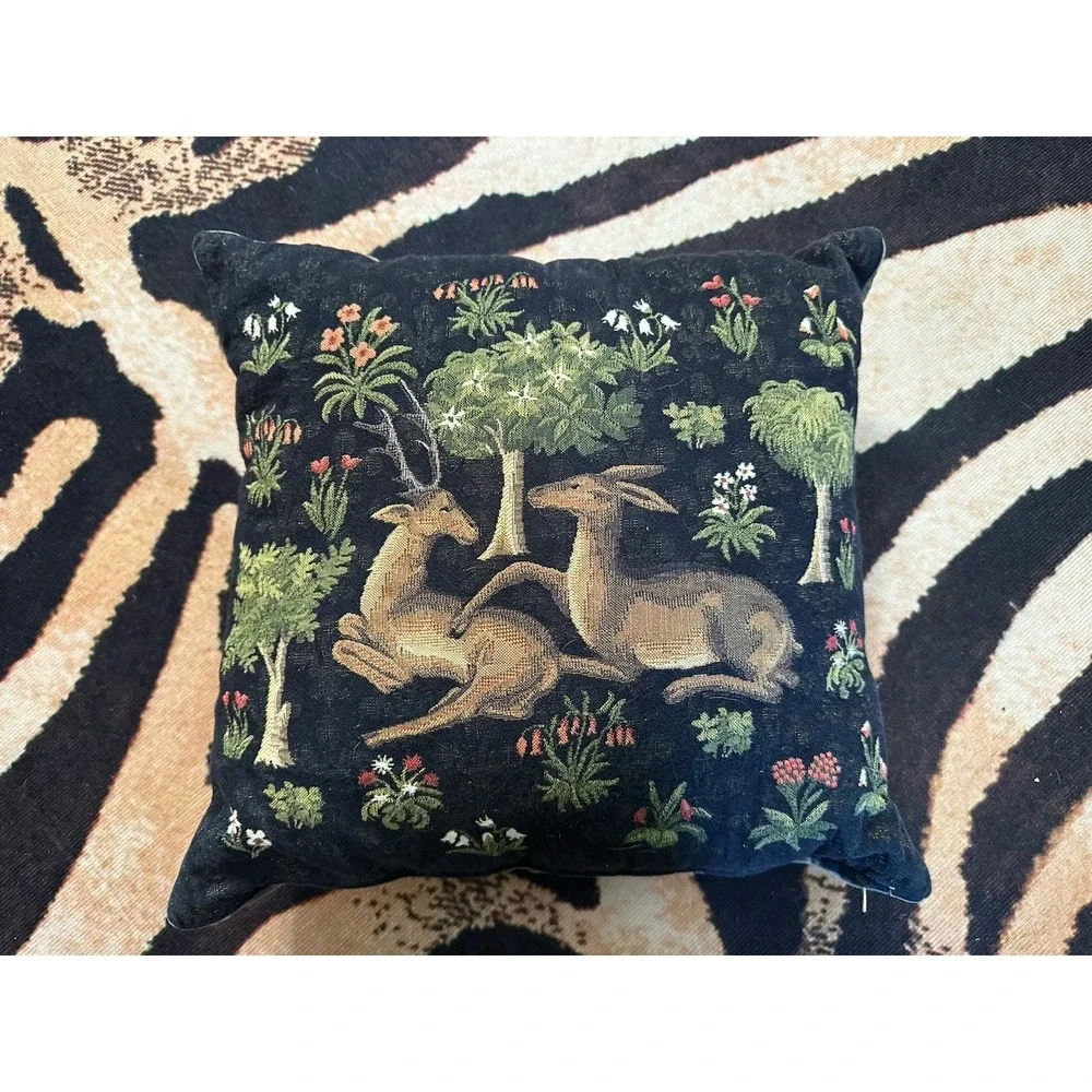 Hines Of Oxford Forest‎ Deer Tapestry Throw Pillow Cottagecore